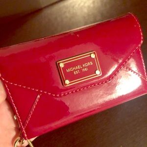 Michael Kors red leather cell phone case